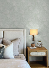Vita Sage Botanical Wallpaper with Tropical Botanical Outline on Faux Linen - A-Street Prints 4120-26803
