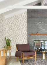 Serena Coffee Chinoiserie Wallpaper with Traditional Pagodas, Cranes and Floral Motif - 4120-26807