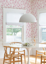 Serena Raspberry Chinoiserie Wallpaper with Pagodas, Cranes and Floral Toile - A-Street Prints 4120-26808