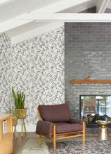 Serena Charcoal Chinoiserie Wallpaper with Traditional Scenic Pagodas and Cranes - A-Street Prints 4120-26809