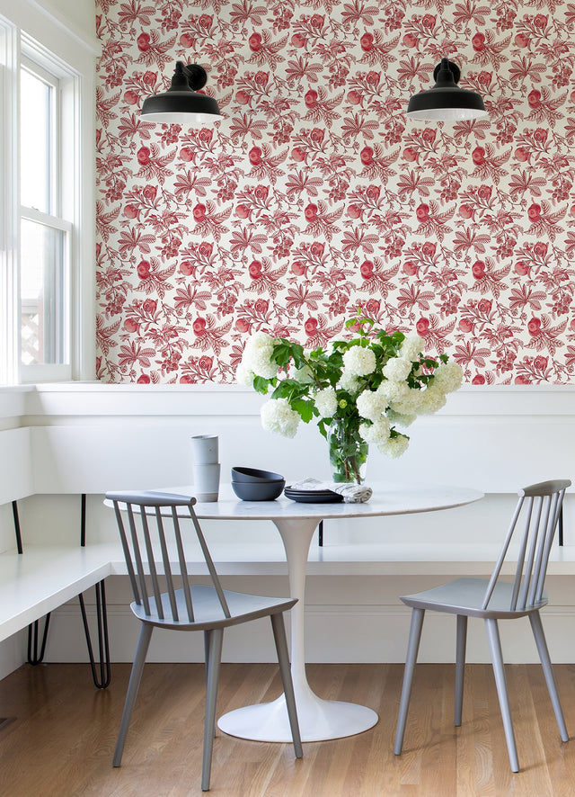 Cecilia Red Fruit Wallpaper with Botanical Pomegranate and Berry Motif - A-Street Prints 4120-26812