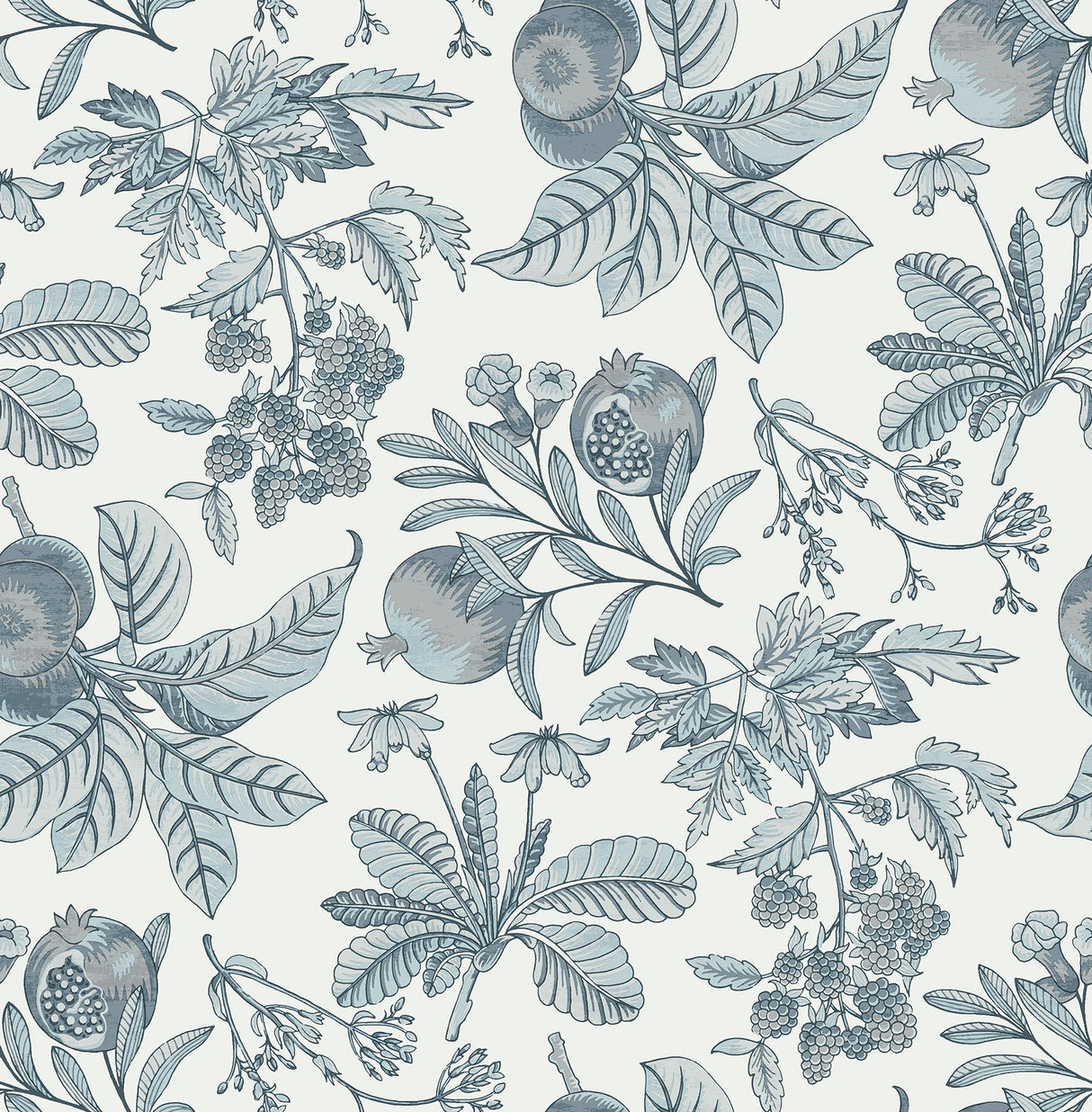 Cecilia Light Blue Fruit Wallpaper with Botanical Traditional Motif - A-Street Prints 4120-26814
