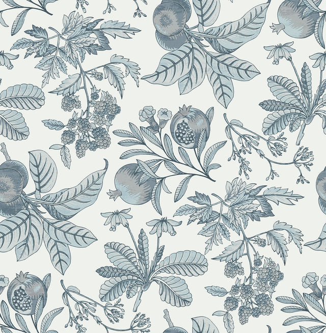 Cecilia Light Blue Fruit Wallpaper with Botanical Traditional Motif - A-Street Prints 4120-26814