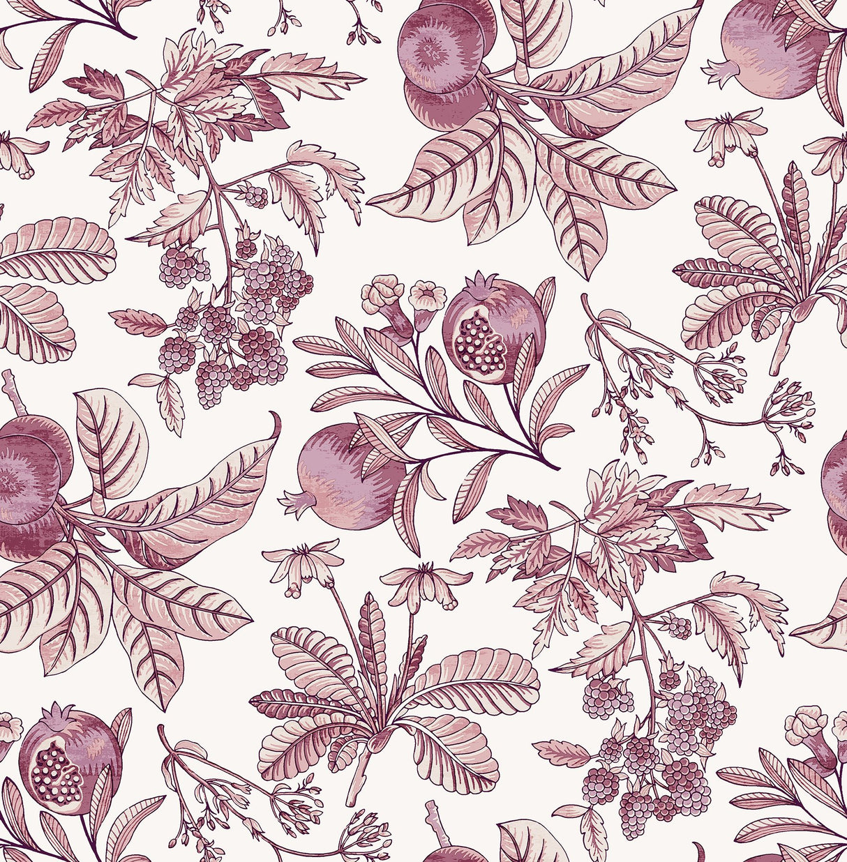 Cecilia Purple Fruit Wallpaper with Botanical Fruit Pattern - A-Street Prints 4120-26815