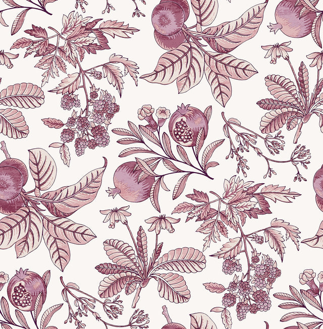 Cecilia Purple Fruit Wallpaper with Botanical Fruit Pattern - A-Street Prints 4120-26815