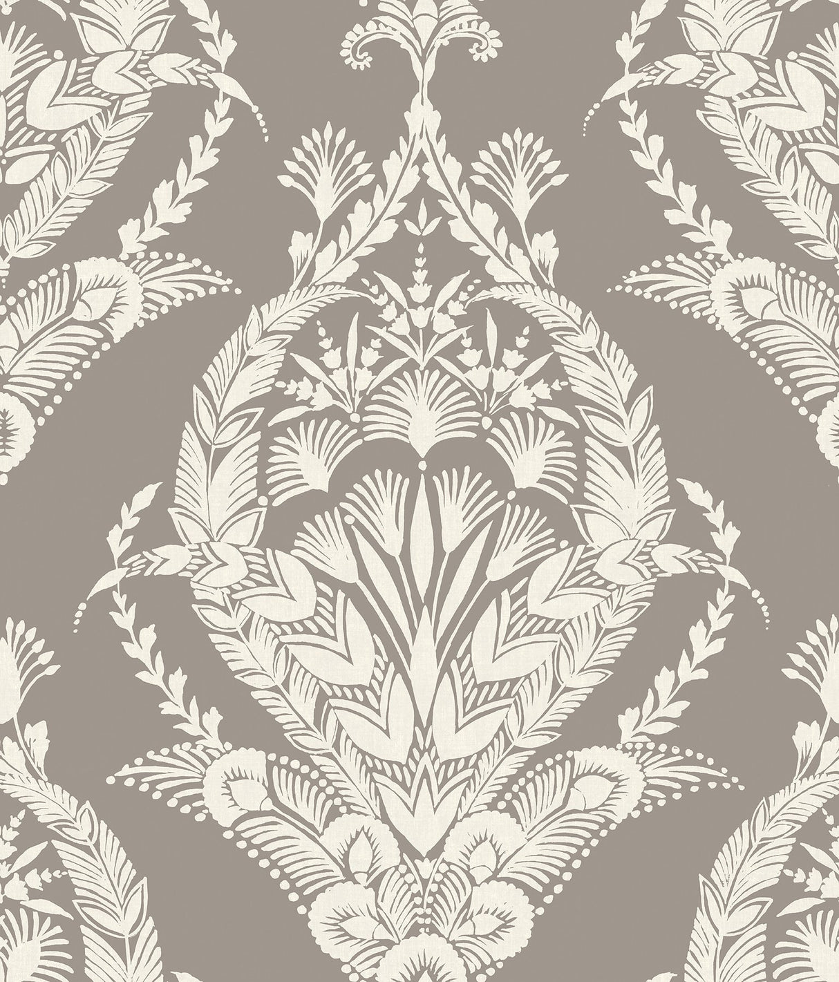 Arlie Grey Botanical Damask Wallpaper with Traditional Botanical Damask Pattern - A-Street Prints 4120-26816