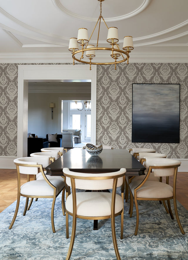 Arlie Grey Botanical Damask Wallpaper with Traditional Botanical Damask Pattern - A-Street Prints 4120-26816