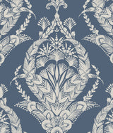 Arlie Indigo Botanical Damask Wallpaper - 4120-26817