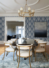 Arlie Indigo Botanical Damask Wallpaper - 4120-26817