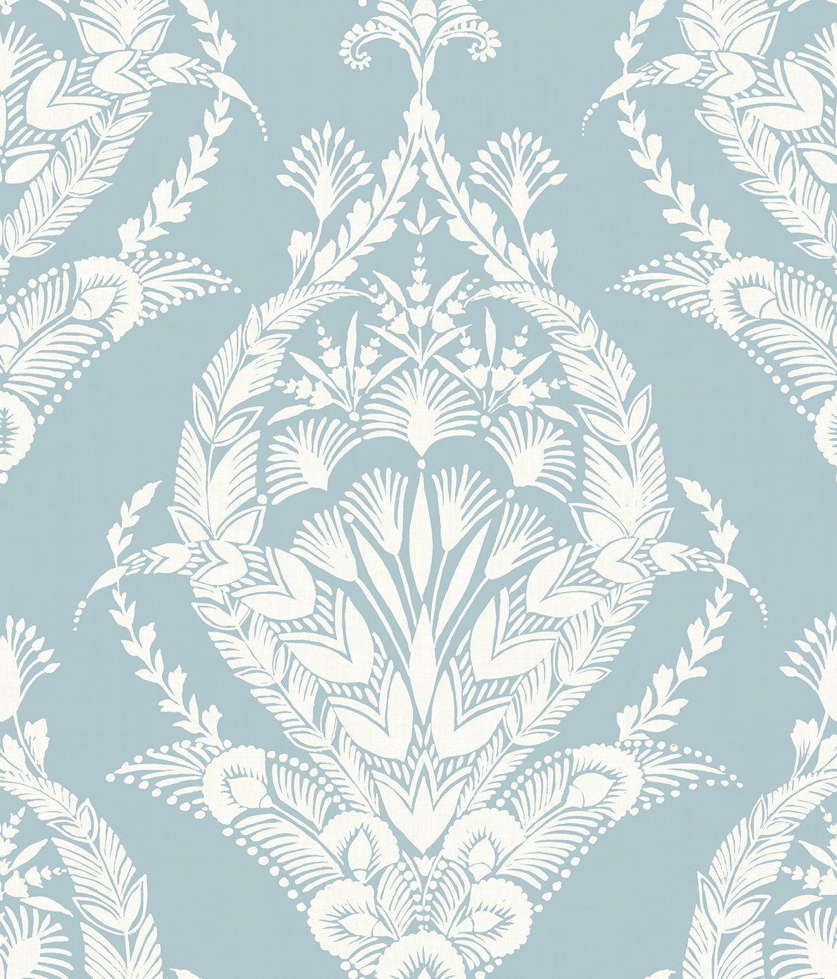 Arlie Light Blue Botanical Damask Wallpaper with Traditional Botanical Damask Pattern - A-Street Prints 4120-26819