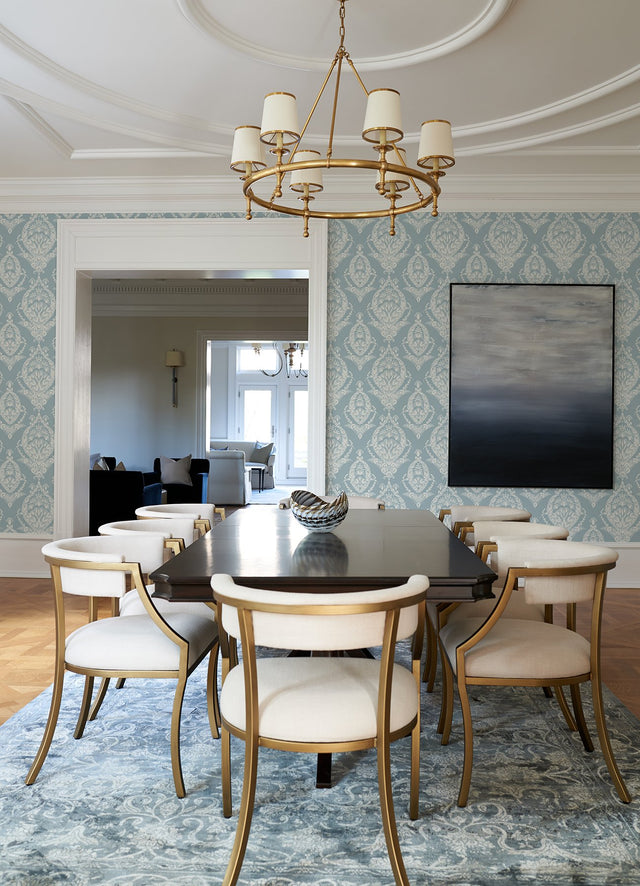Arlie Light Blue Botanical Damask Wallpaper with Traditional Botanical Damask Pattern - A-Street Prints 4120-26819