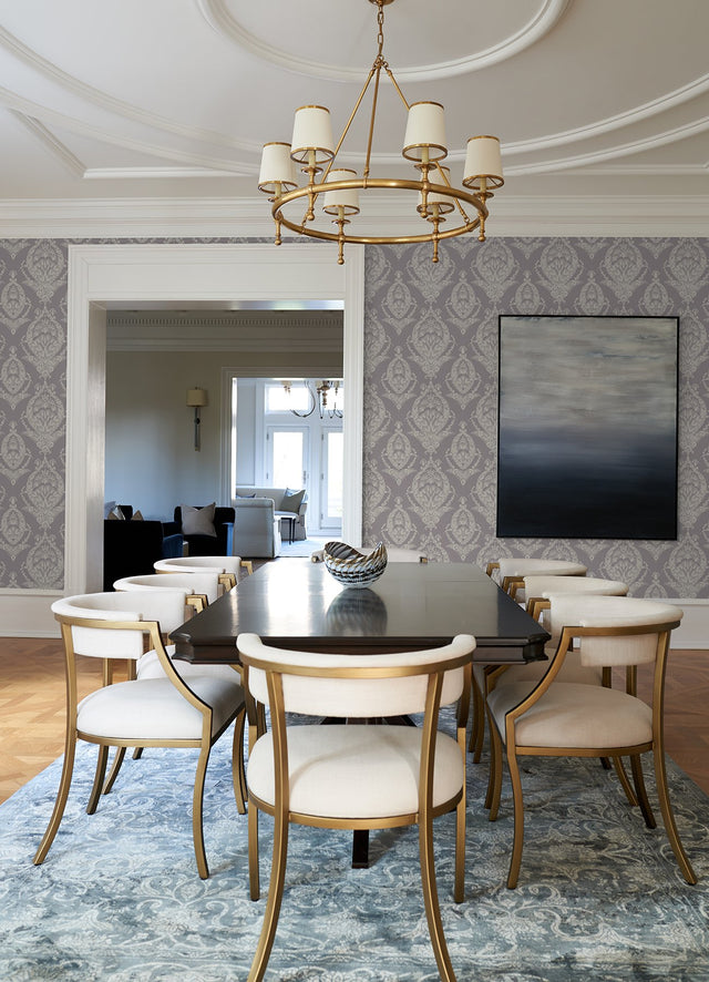 Arlie Lavender Botanical Damask Wallpaper with Traditional Botanical Medallion Pattern - A?Street Prints 4120-26820