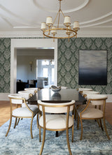 Arlie Evergreen Botanical Damask Wallpaper with Traditional Botanical Damask Pattern - A-Street Prints 4120-26821