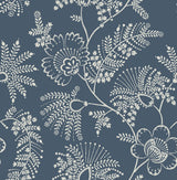 Maeve Dark Blue Jacobean Trail Wallpaper with Botanical Floral Pattern, Farmhouse Style - A-Street Prints 4120-26822
