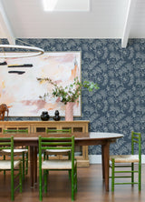 Maeve Dark Blue Jacobean Trail Wallpaper with Botanical Floral Pattern, Farmhouse Style - A-Street Prints 4120-26822