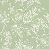 Maeve Sage Jacobean Trail Wallpaper with Botanical Floral Pattern, Farmhouse Style - A-Street Prints 4120-26823