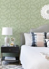 Maeve Sage Jacobean Trail Wallpaper with Botanical Floral Pattern, Farmhouse Style - A-Street Prints 4120-26823