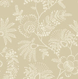 Maeve Butter Jacobean Trail Wallpaper with Botanical Floral Pattern - Brewster 4120-26825