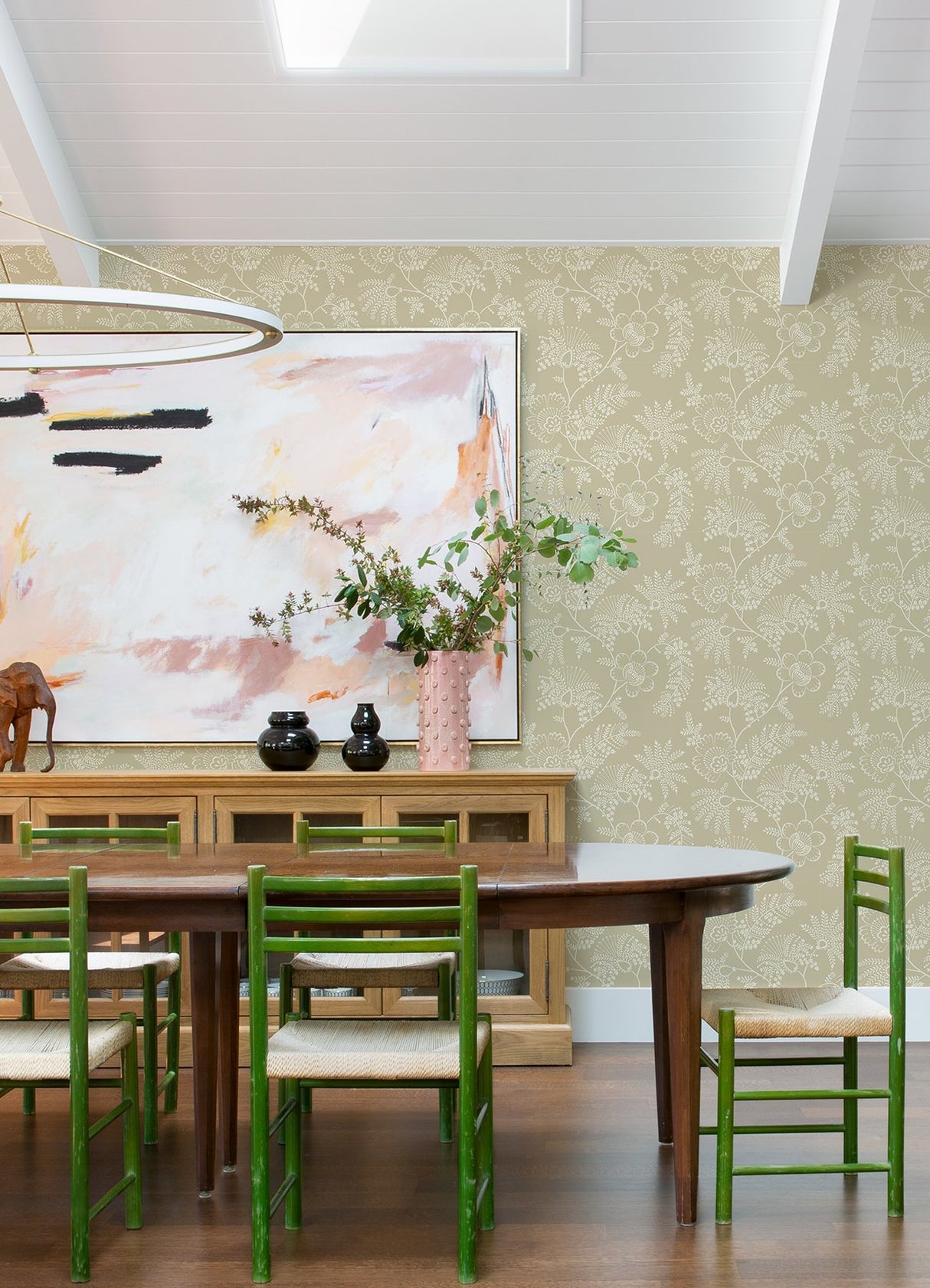 Maeve Butter Jacobean Trail Wallpaper with Botanical Floral Pattern - Brewster 4120-26825