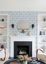 Addis Blue Trellis Wallpaper with Textured Geometric Lattice - A-Street Prints 4120-26828SAM