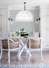 Addis Blue Trellis Wallpaper with Textured Geometric Lattice - A-Street Prints 4120-26828SAM