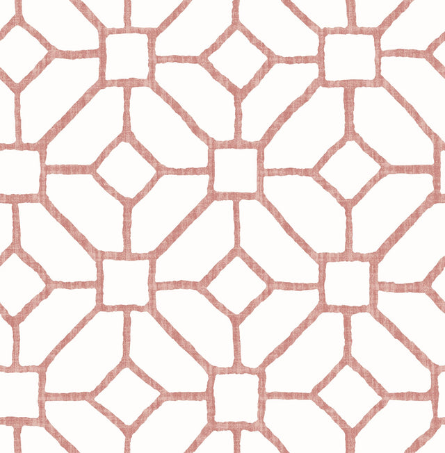 Addis Coral Trellis Wallpaper with Graphic Lattice Pattern - A-Street Prints 4120-26830