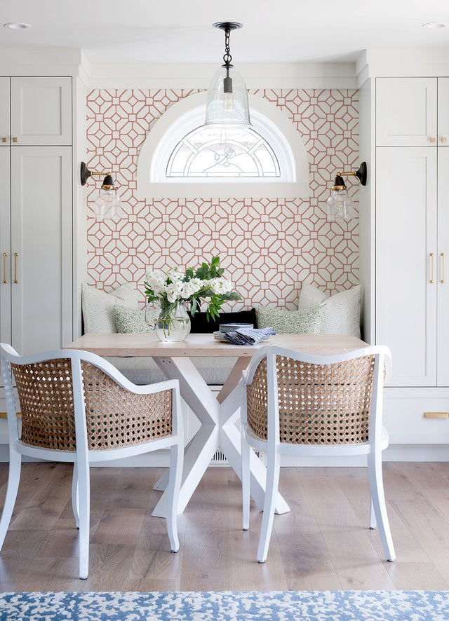 Addis Coral Trellis Wallpaper with Graphic Lattice Pattern - A-Street Prints 4120-26830