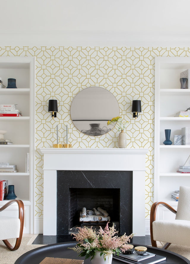 Addis Gold Trellis Wallpaper with Traditional Trellis & Lattice Pattern - A-Street Prints 4120-26831