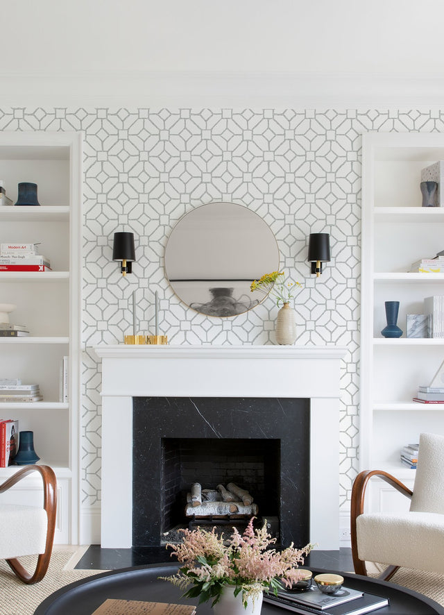 Addis Grey Trellis Wallpaper with Geometric Trellis & Lattice Pattern - A-Street Prints 4120-26832