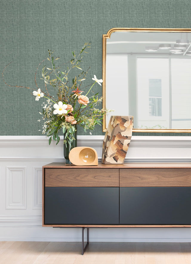 Kantera Green Fabric Texture Wallpaper with Raised Ink Faux Woven Design - A-Street Prints 4120-26833
