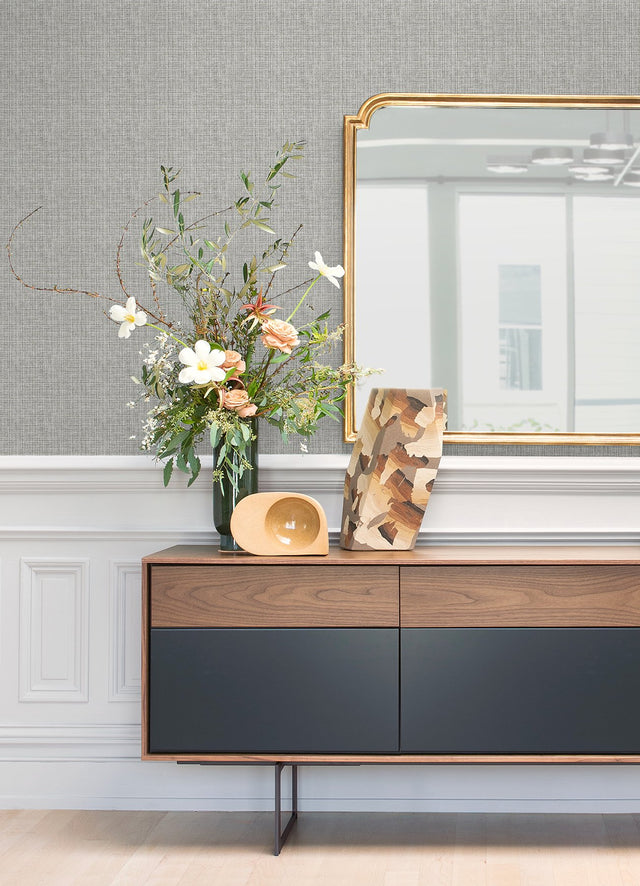 Kantera Grey Fabric Texture Wallpaper with Raised Ink Textured Finish - A-Street Prints 4120-26834