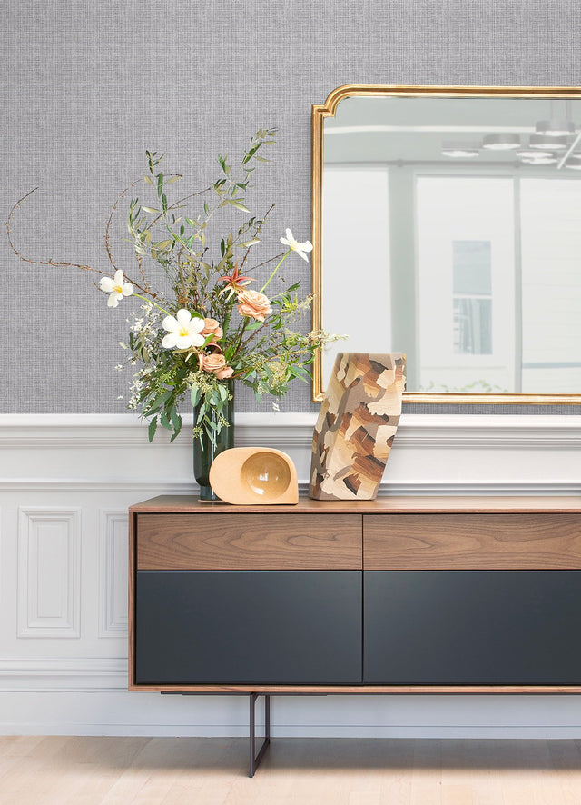 Kantera Blueberry Fabric Texture Wallpaper with Raised Ink Textured Finish - Brewster 4120-26837