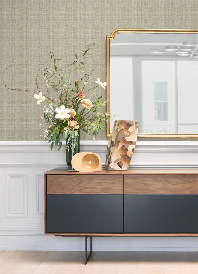 Kantera Chestnut Fabric Texture Wallpaper with Raised Ink Non Woven Textured - 4120-26838