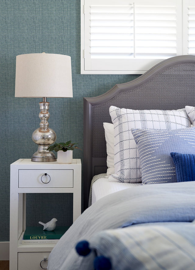 Kantera Blue Fabric Texture Wallpaper with Faux Woven Graphic Texture - A-Street Prints 4120-26840