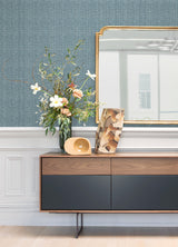 Kantera Blue Fabric Texture Wallpaper with Faux Woven Graphic Texture - A-Street Prints 4120-26840