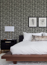 Myrtle Black Abstract Stripe Wallpaper with Modern Abstract Pattern, Raised Ink Texture - A-Street Prints 4120-26841
