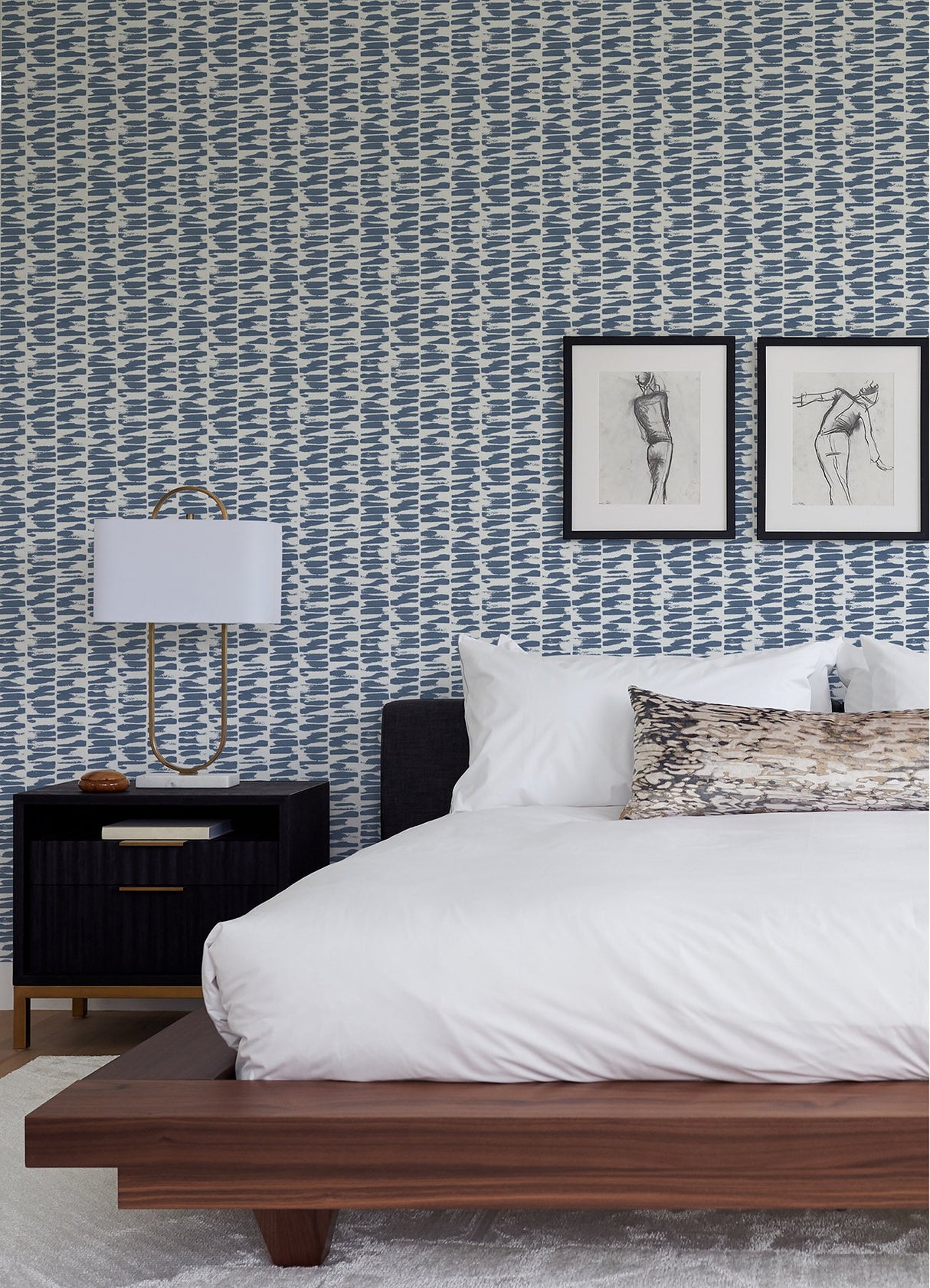 Myrtle Indigo Abstract Stripe Wallpaper with Textured Raised Ink - A-Street Prints 4120-26843