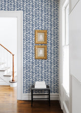Myrtle Indigo Abstract Stripe Wallpaper with Textured Raised Ink - A-Street Prints 4120-26843