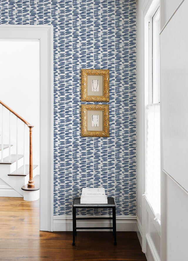 Myrtle Indigo Abstract Stripe Wallpaper with Textured Raised Ink - A-Street Prints 4120-26843