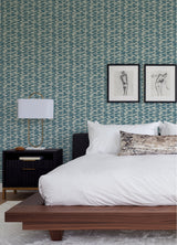 Myrtle Sea Green Abstract Stripe Wallpaper with Modern Abstract Brushstroke Texture - Brewster 4120-26844