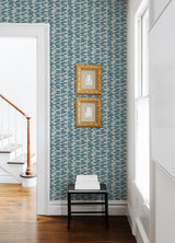 Myrtle Sea Green Abstract Stripe Wallpaper with Modern Abstract Brushstroke Texture - Brewster 4120-26844