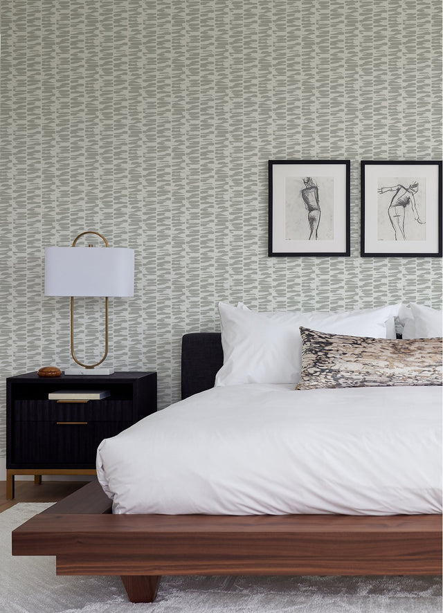 Myrtle Grey Abstract Stripe Wallpaper with Raised Ink Modern Texture - A-Street Prints 4120-26845