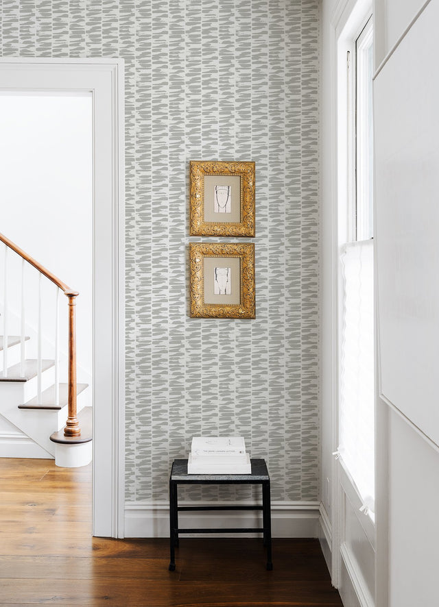 Myrtle Grey Abstract Stripe Wallpaper with Raised Ink Modern Texture - A-Street Prints 4120-26845
