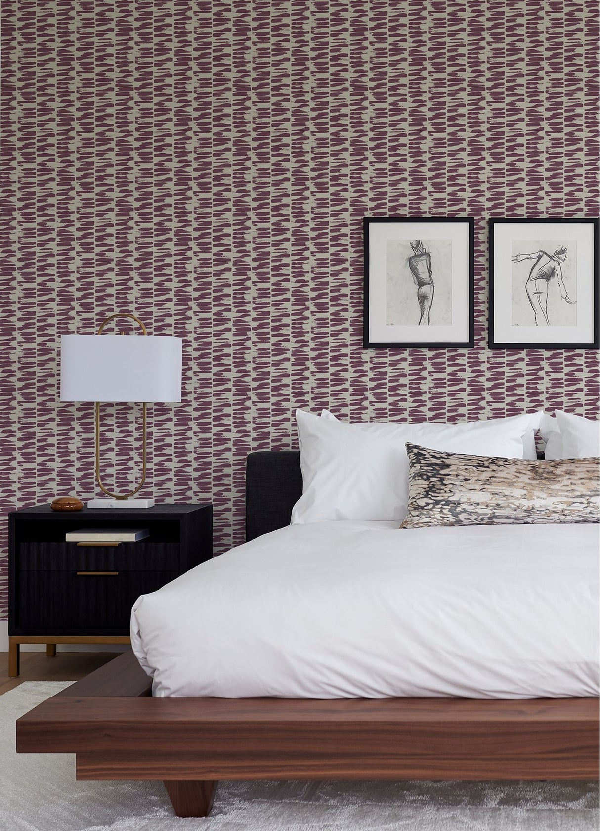 Myrtle Purple Abstract Stripe Wallpaper with Raised Ink Texture - A-Street Prints 4120-26846