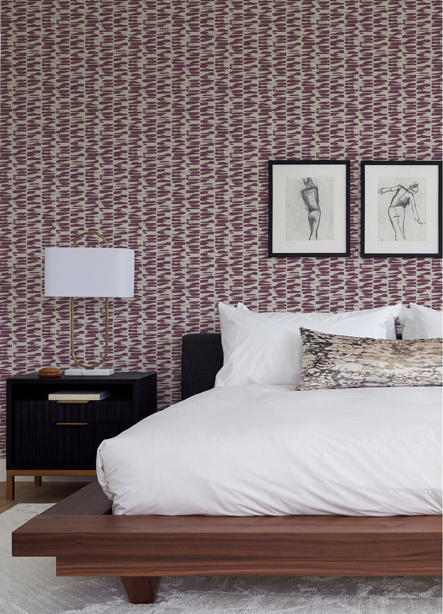 Myrtle Purple Abstract Stripe Wallpaper with Raised Ink Texture - A-Street Prints 4120-26846