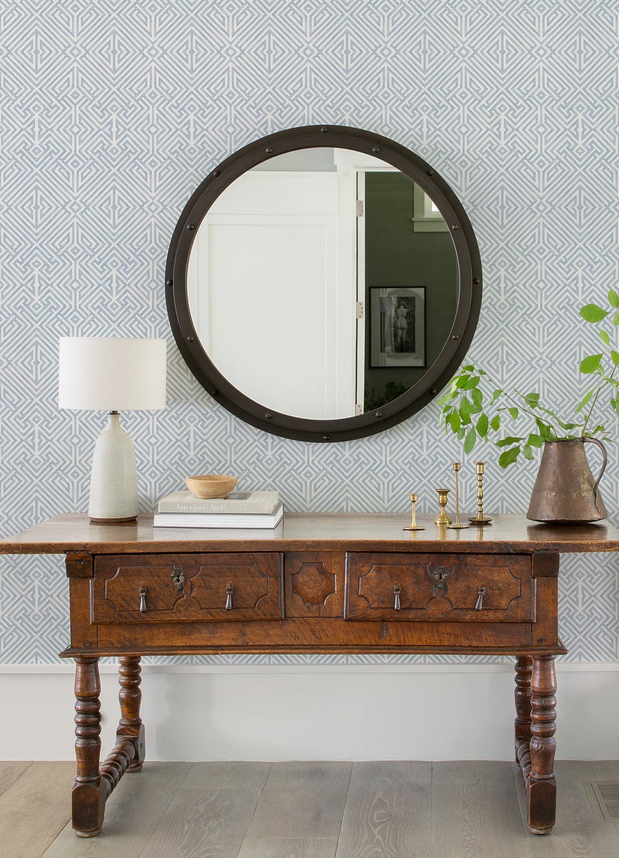 Lyon Blue Geometric Key Wallpaper with Modern Geometric Pattern - A-Street Prints 4120-26847
