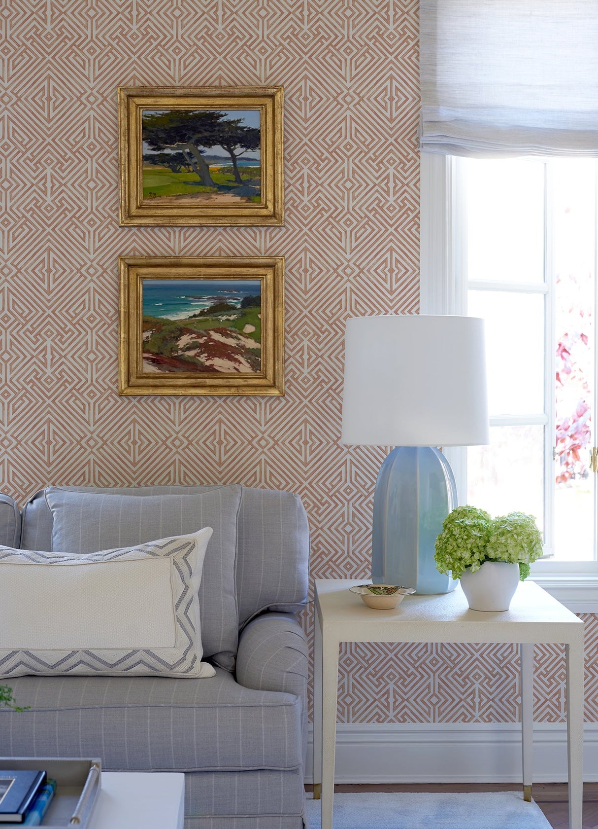Lyon Coral Geometric Key Wallpaper with Modern Graphic Pattern - A-Street Prints 4120-26848