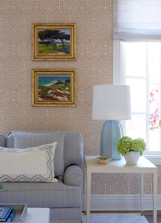 Lyon Coral Geometric Key Wallpaper with Modern Graphic Pattern - A-Street Prints 4120-26848