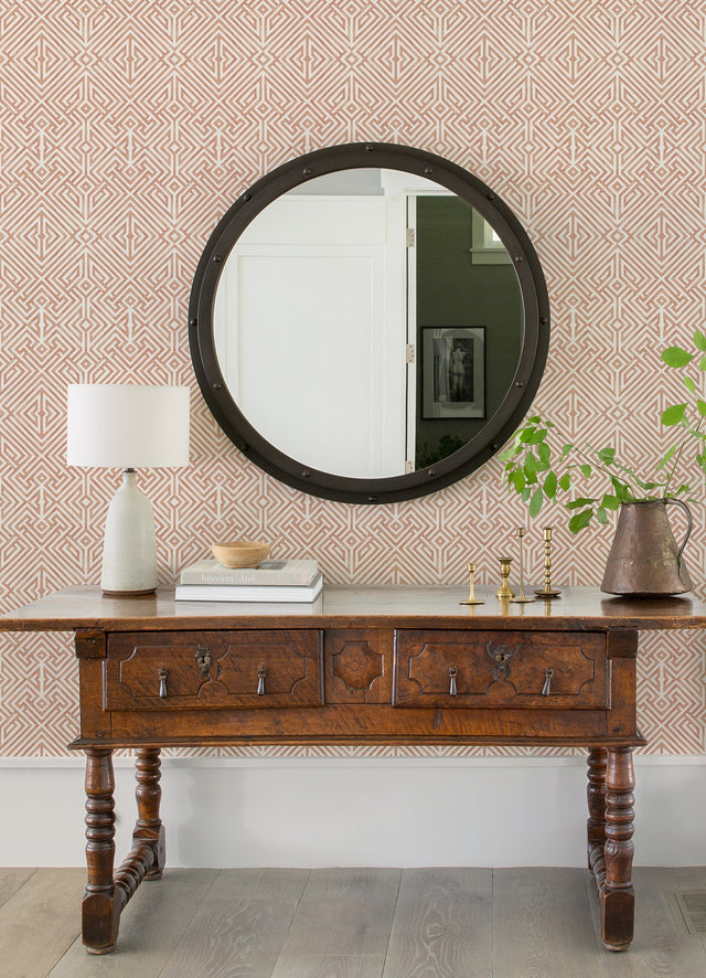 Lyon Coral Geometric Key Wallpaper with Modern Graphic Pattern - A-Street Prints 4120-26848