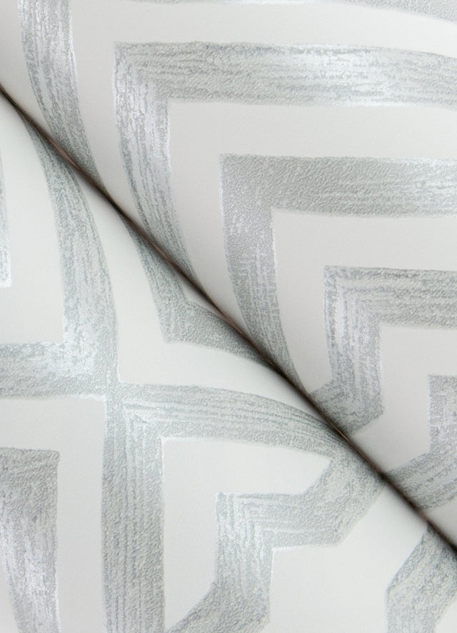 Lyon Silver Geometric Key Wallpaper with Metallic Modern Geometric Pattern - A-Street Prints 4120-26849